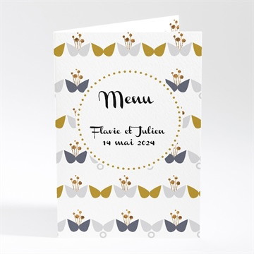 Menu mariage motifs papillon vintage
