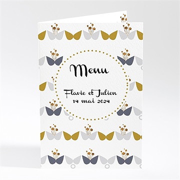 Menu mariage motifs papillon vintage