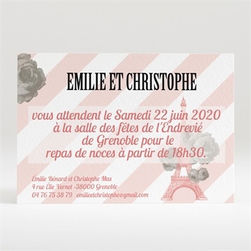 Carton d'invitation mariage autour de la tour eiffel