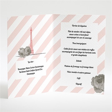 Menu mariage autour de la tour eiffel - Intérieur du menu
