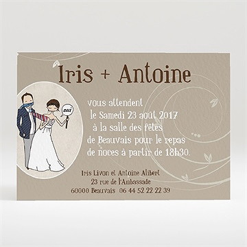 Carton d'invitation mariage illustrations humour original