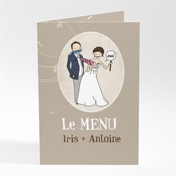 Menu mariage illustrations humour triptyque