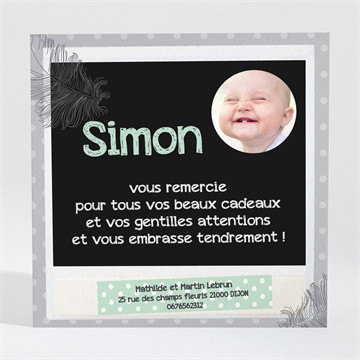 Remerciement naissance cadre photo original
