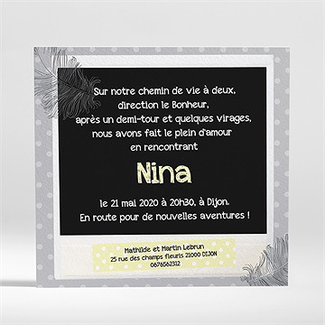 Faire-part naissance vintage photo - Dos du faire-part