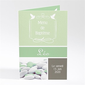 Menu baptême joli damier
