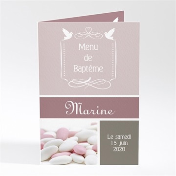 Menu baptême petit damier violet