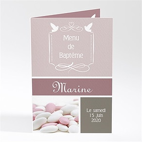 Menu baptême petit damier violet