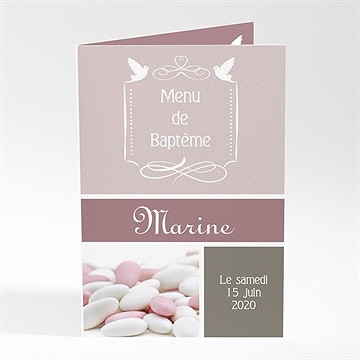 Menu baptême petit damier violet