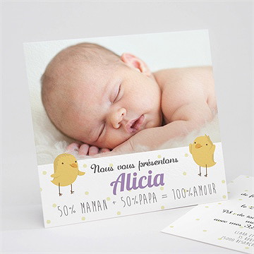 Faire-part naissance oiseaux messagers