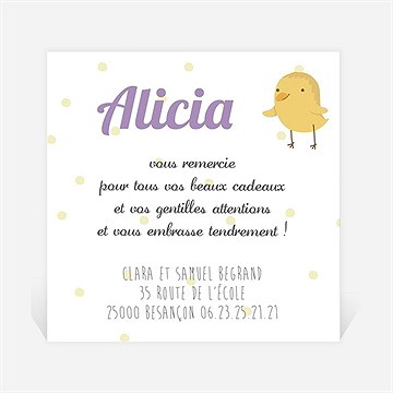 Remerciement naissance oiseaux messagers