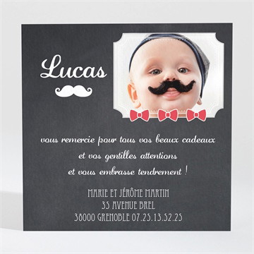Remerciement naissance petite moustache originale