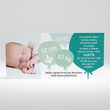 Faire-part naissance ballons de baudruche
