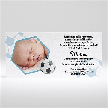 Faire-part naissance notre petit footballeur - Dos du faire-part
