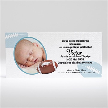 Faire-part naissance notre futur champion est né! - Dos du faire-part