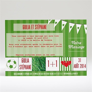 Faire-part mariage notre terrain de football - Dos du faire-part