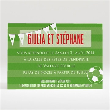 Carton d'invitation mariage notre terrain de football