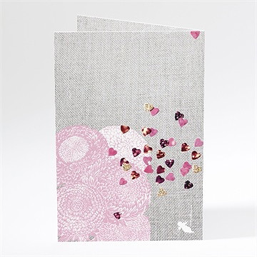 Menu mariage bouquet de fleurs et coeurs - Dos du menu