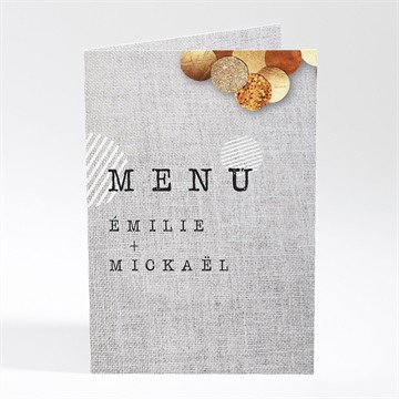 Menu mariage gravure et motifs original