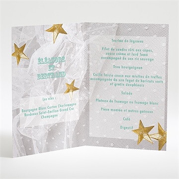 Menu mariage féerie d'étoiles - Intérieur du menu