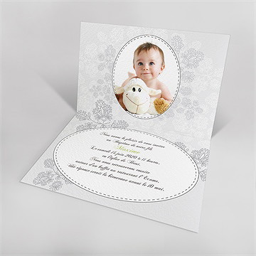 Faire-part de baptême chevalet d'arabesque - Faire-part ouvert