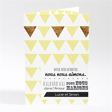 Faire-part mariage motifs et losanges jaunes