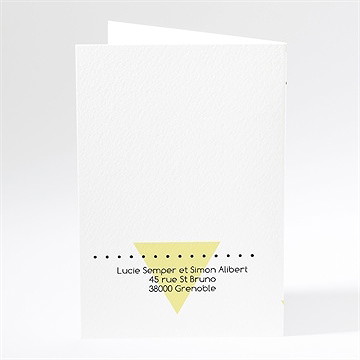 Faire-part mariage motifs et losanges jaunes - Dos du faire-part