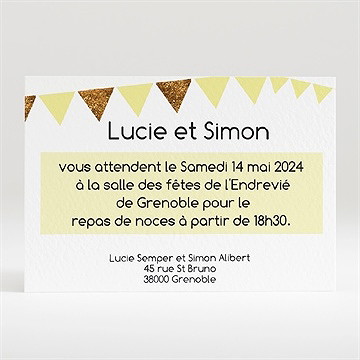 Carton d'invitation mariage motifs et losanges jaunes