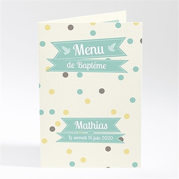Menu baptême pois et confettis garçon