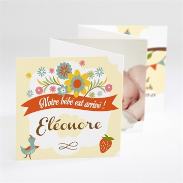 Faire-part naissance annonce fleurie