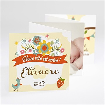 Faire-part naissance annonce fleurie