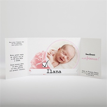 Faire-part naissance dans une rose - Intérieur du faire-part