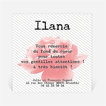 Remerciement naissance dans une rose