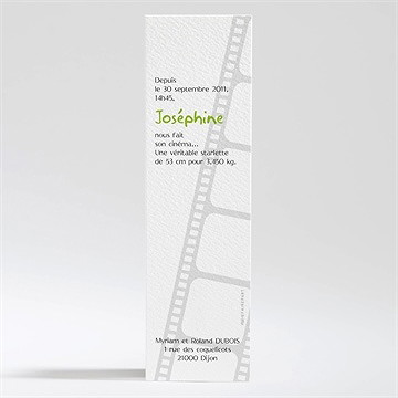 Faire-part naissance silence, on tourne! - Dos du faire-part