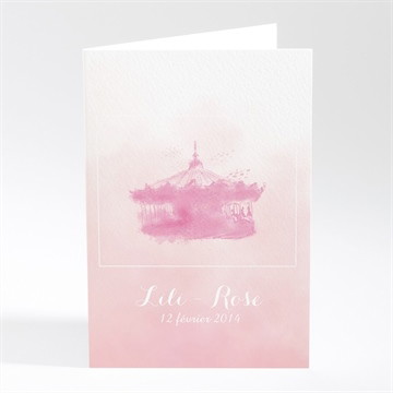 Faire-part naissance manège rose