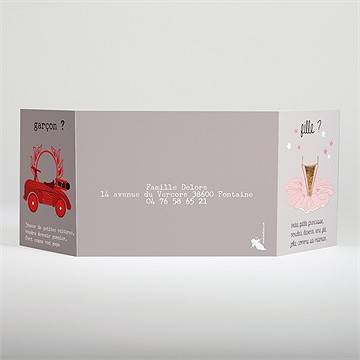 Faire-part naissance jolie voiture vintage - Dos du faire-part