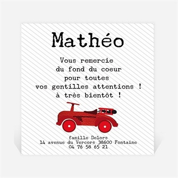 Remerciement naissance jolie voiture vintage
