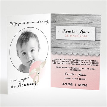 Faire-part naissance jolie peluche photo - Intérieur du faire-part