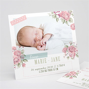 Faire-part naissance champêtre nature