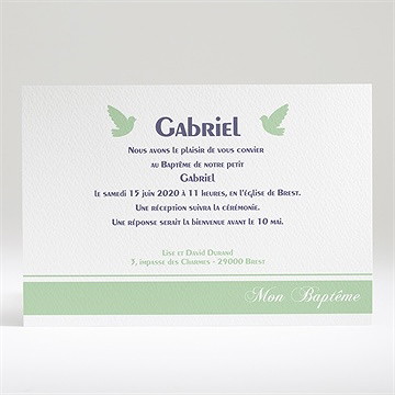 Faire-part de baptême 5 photos - Dos du faire-part