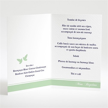 Menu baptême 5 photos - Intérieur du menu