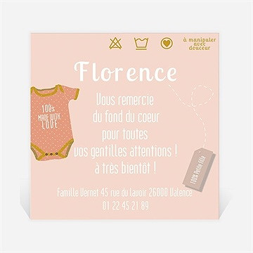 Remerciement naissance petit body fille