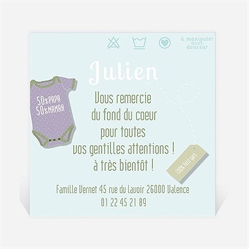 Remerciement naissance son joli body