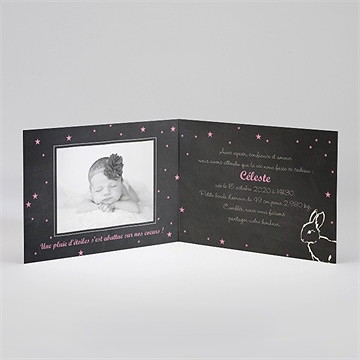 Faire-part naissance petit lapin ardoise - Intérieur du faire-part