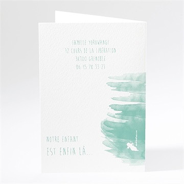 Faire-part naissance belle aquarelle vintage - Dos du faire-part