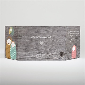 Faire-part naissance poupées russes - Dos du faire-part