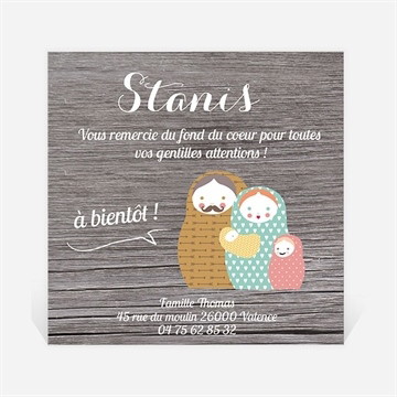 Remerciement naissance poupées russes