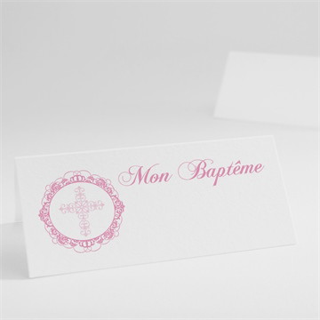 Marque-place baptême cadres baroques et ronds