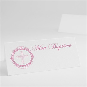 Marque-place baptême cadres baroques et ronds