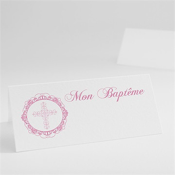 Marque-place baptême cadres baroques et ronds