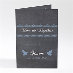Menu baptême ardoise chic et sacrée